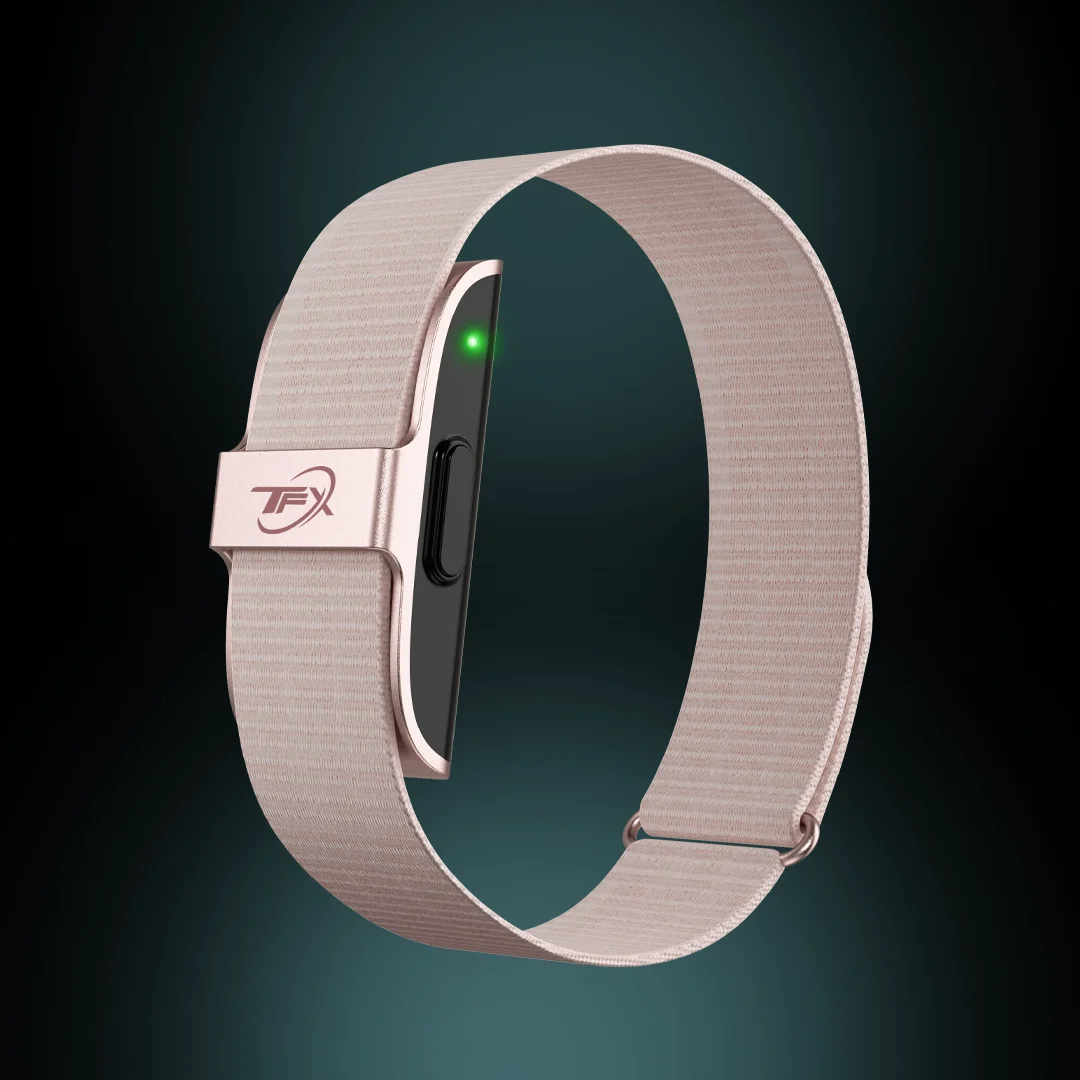 a smart watch with a light green light