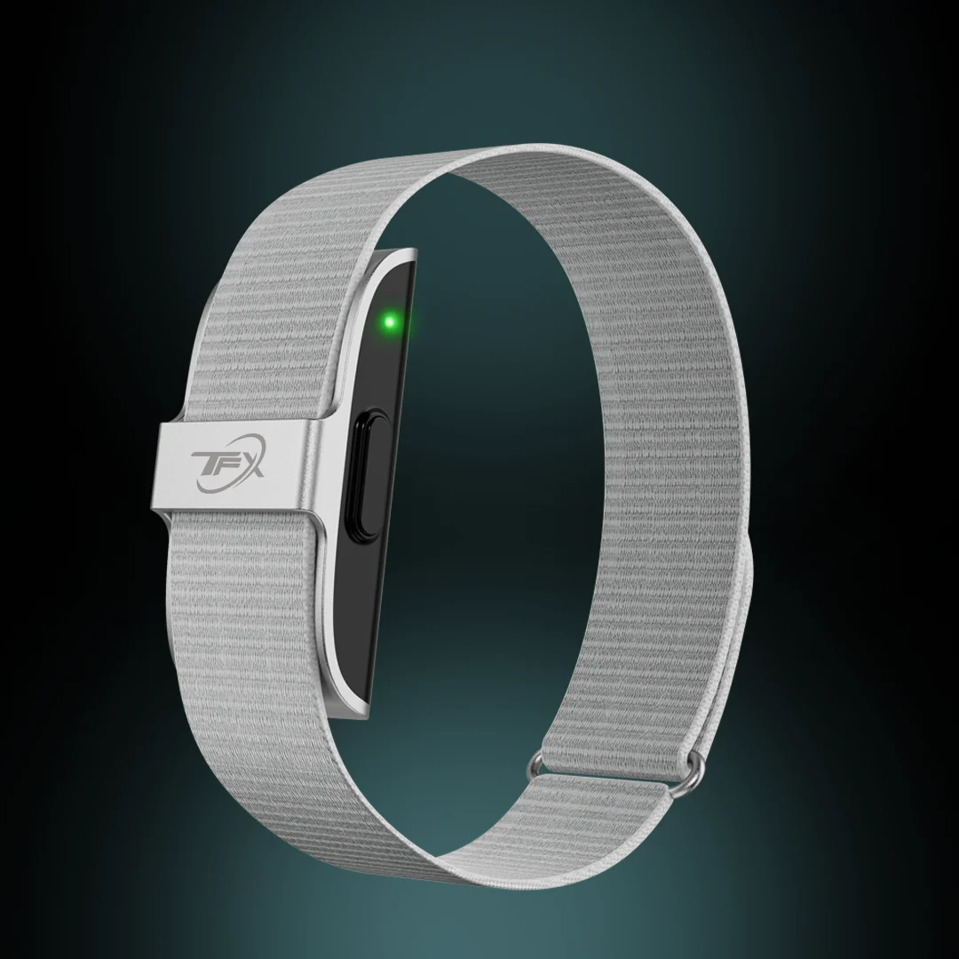 a smart bracelet with a green light
